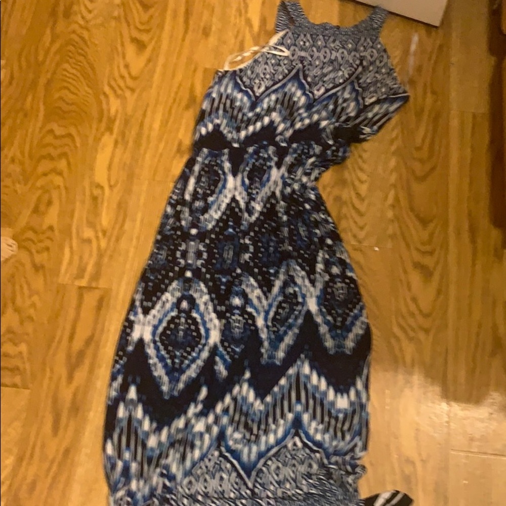 Blue and Black Maxi Dress